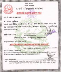 Certificate of incorporation Company  &raquo; Click to zoom ->
