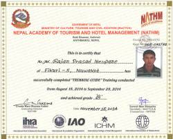 Trek Guide License from Ministry of Tourism.  &raquo; Click to zoom ->